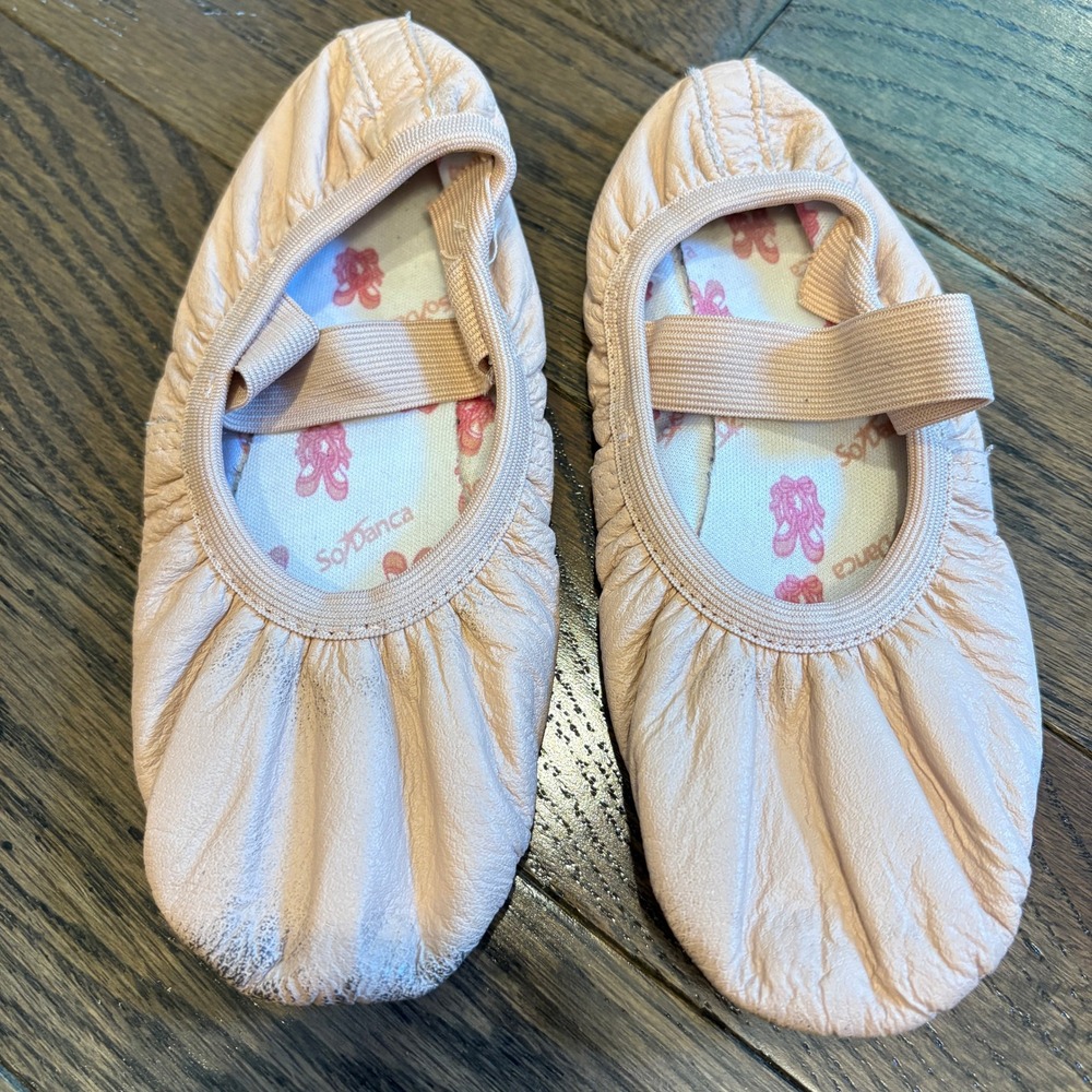 So Danca Bella Ballet Slippers Girls Sz 13.5 C Pink Full Sole Dance Shoes‎